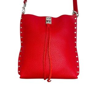 Rebecca Minkoff Darren Mini leather crossbody bag in red with silver studS